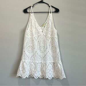 Gianni Bini White Cotton Eyelet Swimsuit Coverup Dress - Small